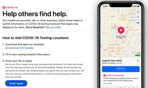 Apple sẽ hiển thị các điểm xét nghiệm Covid-19 trên bản đồ iPhone
